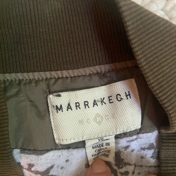 Marrakech (Anthropologie) army green bomber jacket - Picture 3 of 11